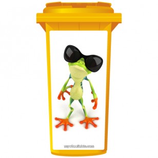 Groovy Green Frog Wheelie Bin Sticker Panel